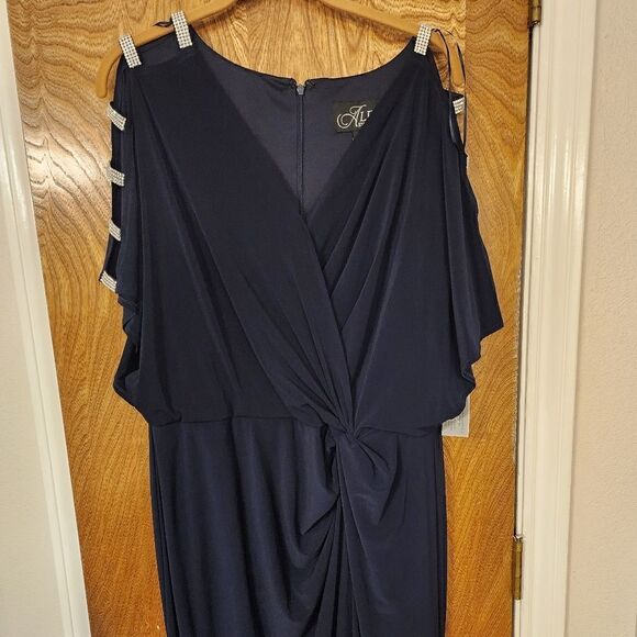 ALEX EVENINGS Long Knot Front Jersey Dress with Front Slit NWT SIZE 18 - Picture 3 of 8